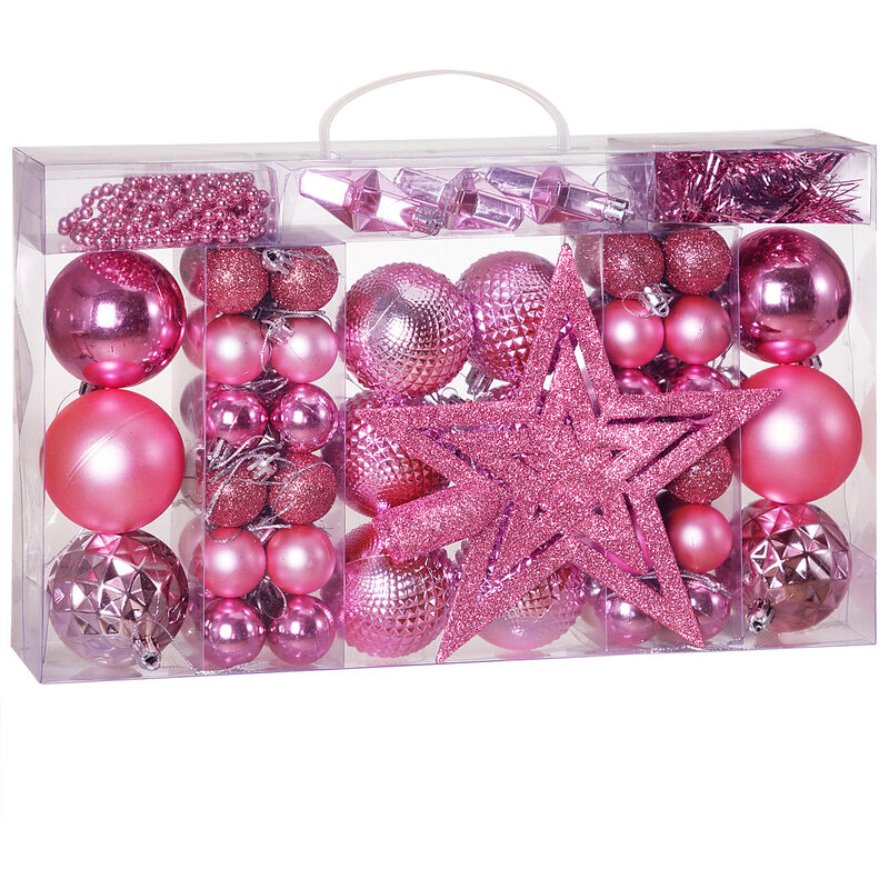 immagine 0 del prodotto set di palline di natale composto da varie fantasie varie quantit varie taglie rosa