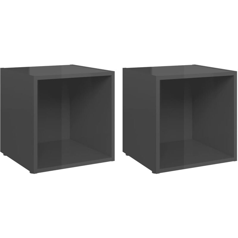 foto del prodotto vidaxl mobili porta tv 2pz grigio lucido 37x35x37 cm legno multistrato