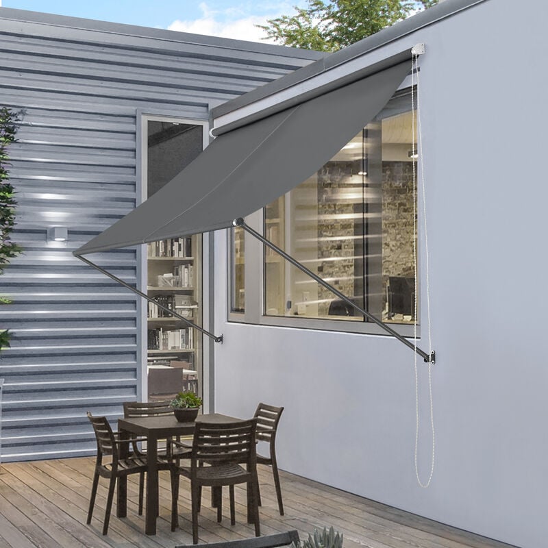 foto del prodotto tenda da sole per balcone e finestre parasole da parete 300x120 cm grigio pro.tec
