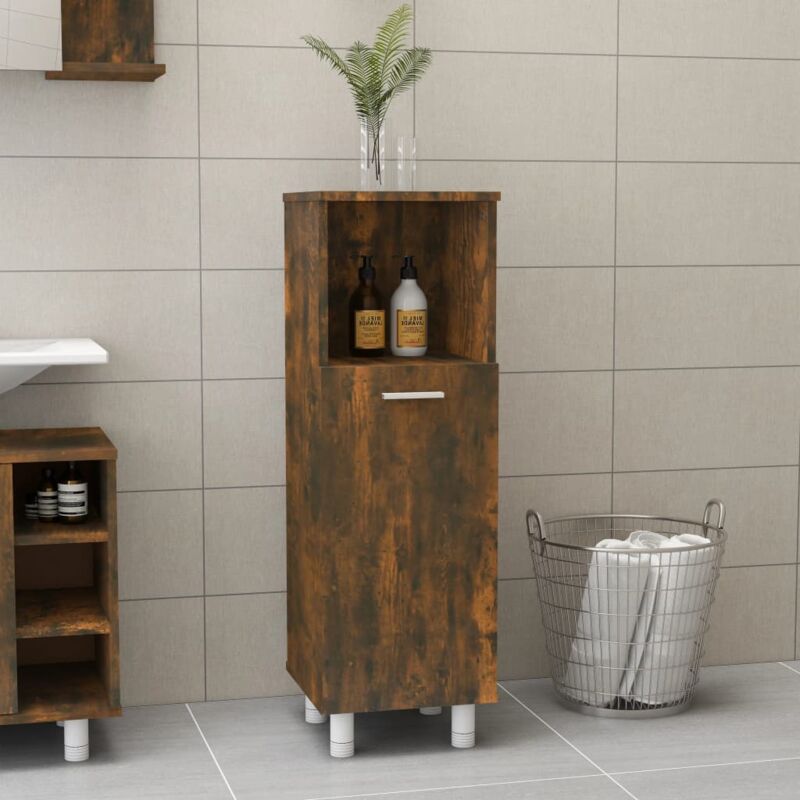 foto del prodotto vidaxl armadietto bagno rovere fumo 30x30x95 cm in legno multistrato