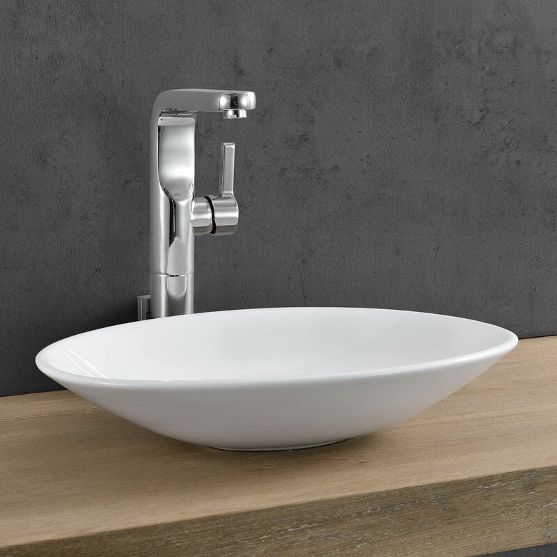 foto del prodotto lavabo ovale 50x35,5 cm lavandino da appoggio in ceramica bianca neu.haus 