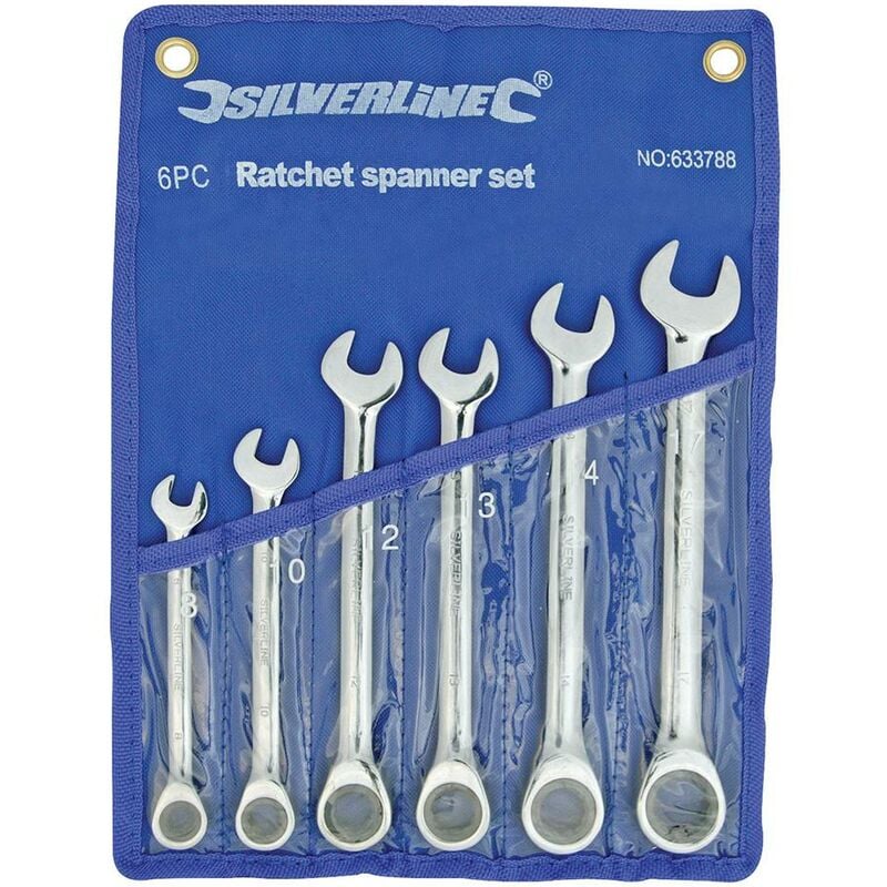 immagine 0 del prodotto silverline set di chiavi a cricchetto combinata a testa fissa 6 p.zi 8 17 mm