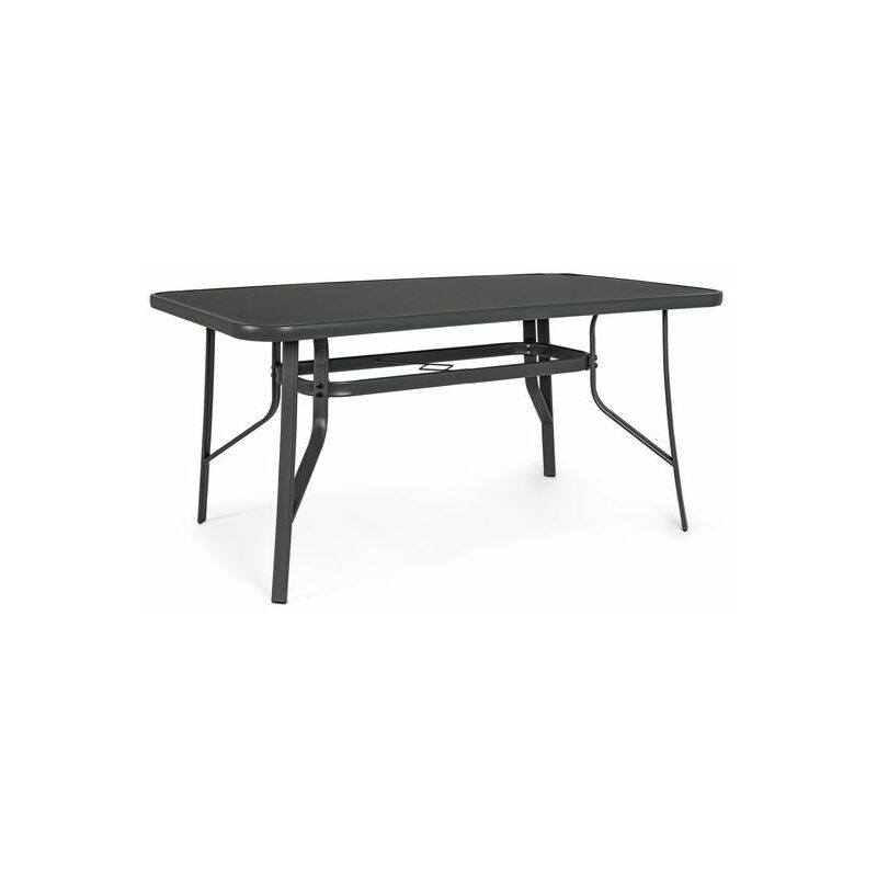 foto del prodotto tavolo da giardino rettangolare bizzotto martinez 150x90x70cm in acciaio e vetro nero 0802954