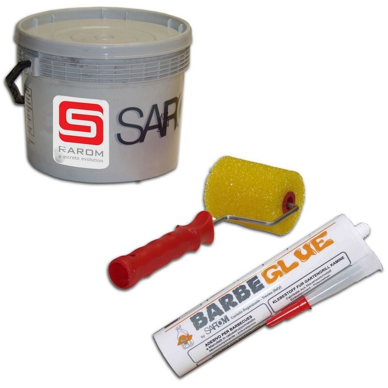 foto del prodotto bricoshop24 kit di montaggio per bbq barbecue in muratura cemento silicone pittura rullo