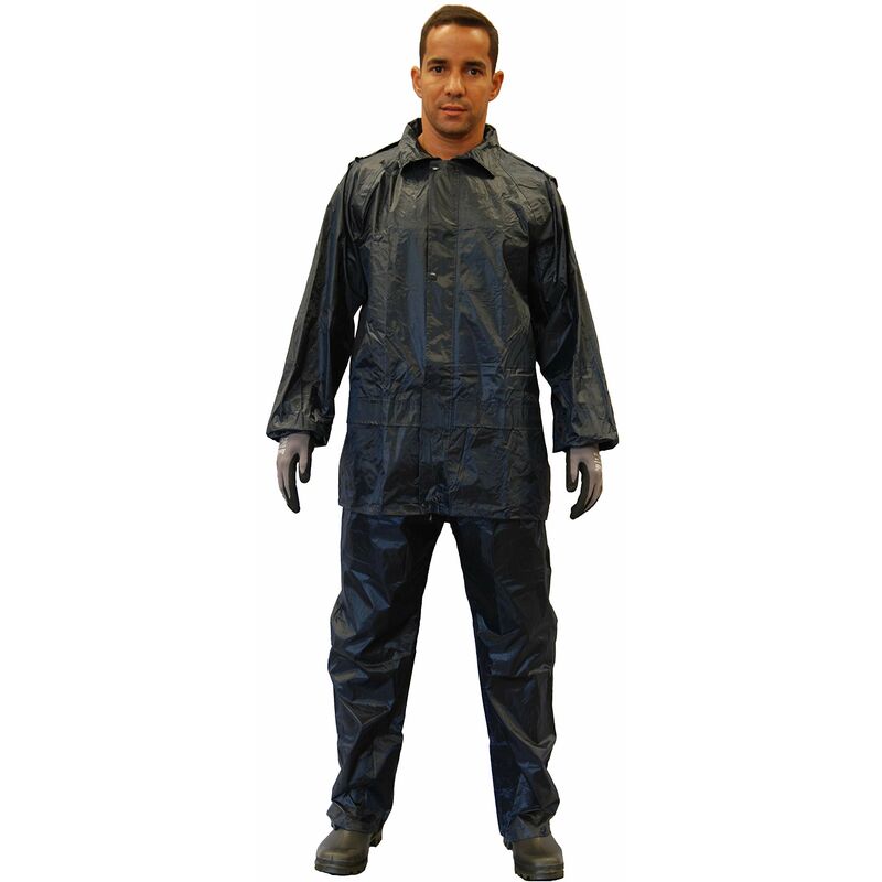 foto del prodotto tuta da acqua completa impermeabile e leggero tuta impermeabile da lavoro pantaloni e giacca impermeabili colore blu, taglia xl gahibre