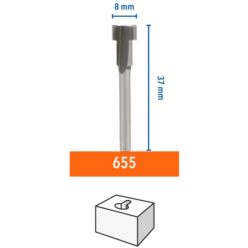 immagine 0 del prodotto accessorio dremel 655 punta per router hss accessorio per utensili rotativi da 8,0 mm per intarsi e fresature