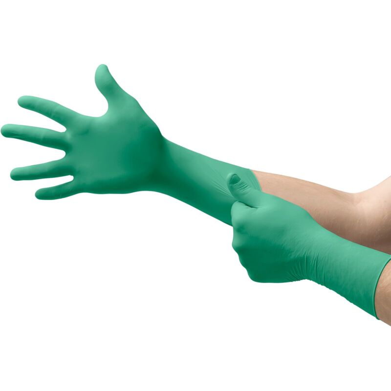foto del prodotto ansell touchntuff 92 605 guanti monouso in nitrile, senza polvere, alta resistenza chimica e meccanica, protezione degli alimenti, usi professionali