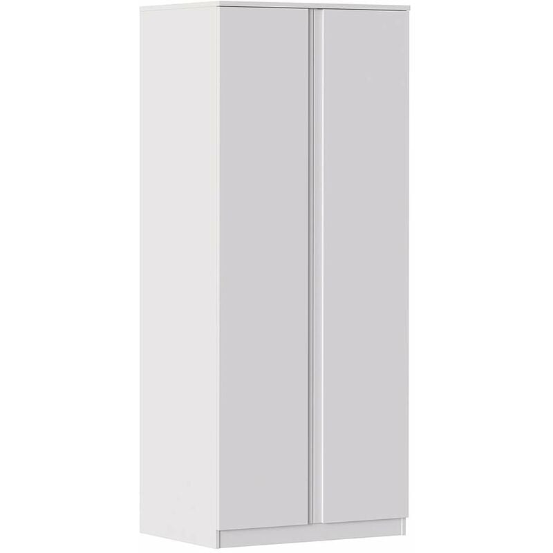 foto del prodotto iconico home mik modern, armadio a 2 ante con maniglia integrata, guardaroba, camera da letto, soggiorno, 80x55,5xh190,5 cm, bianco