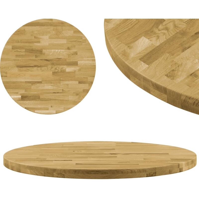 foto del prodotto piano del tavolo legno massello di rovere circolare 44mm 400mm vidaxl