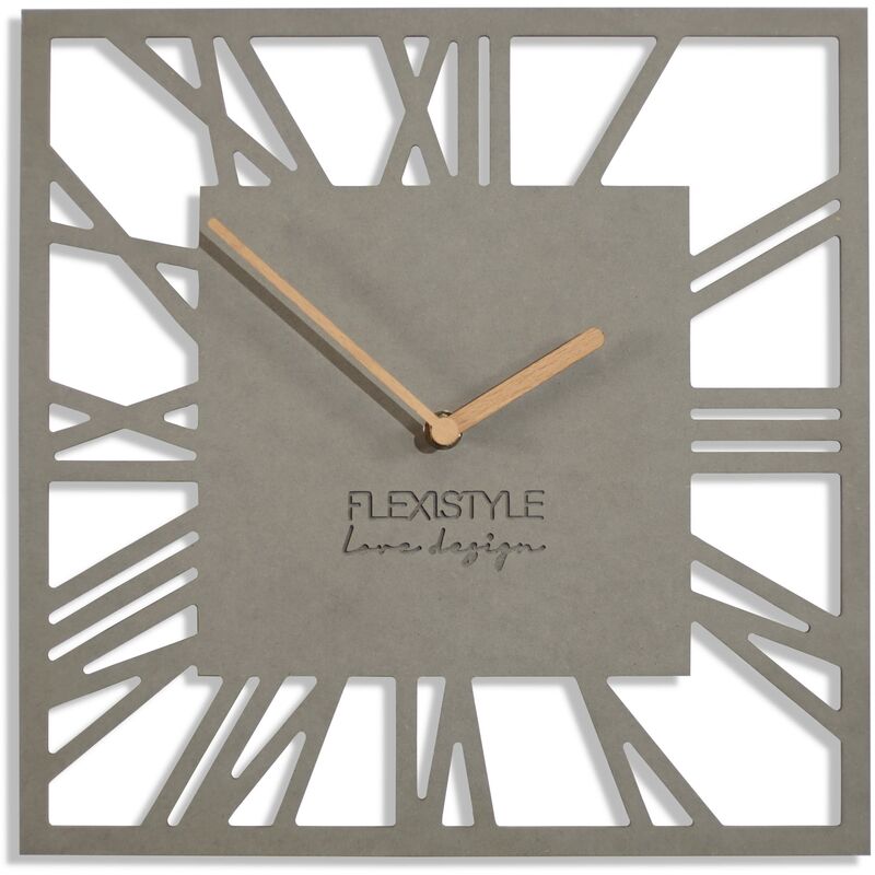 foto del prodotto flexistyle orologio da parete senza ticchettio, moderno loft piccolo square, 30 cm, soggiorno, bagno grigio 