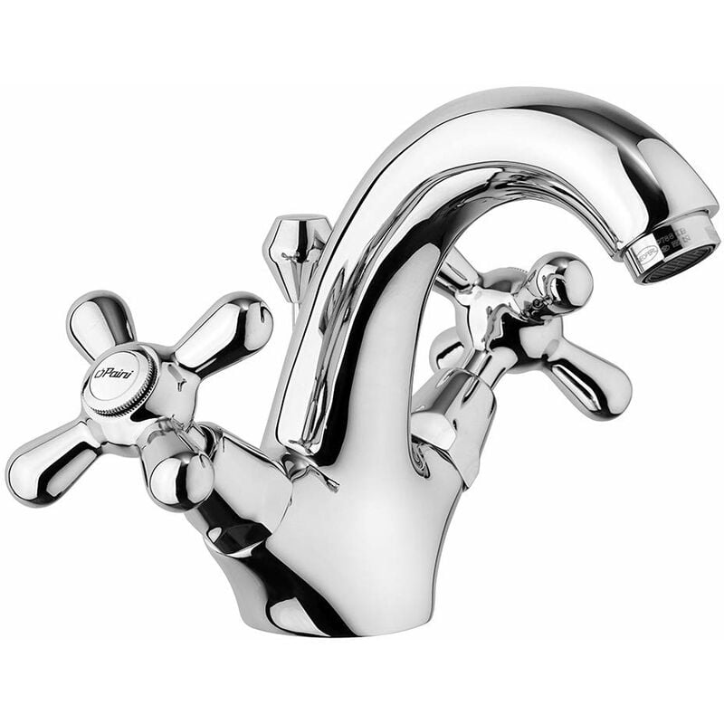 foto del prodotto paini liberty 243 rubinetto monoblocco lavabo con maniglia a croce, bagno, cromato, design liberty, interamente prodotto e lavorato in italia