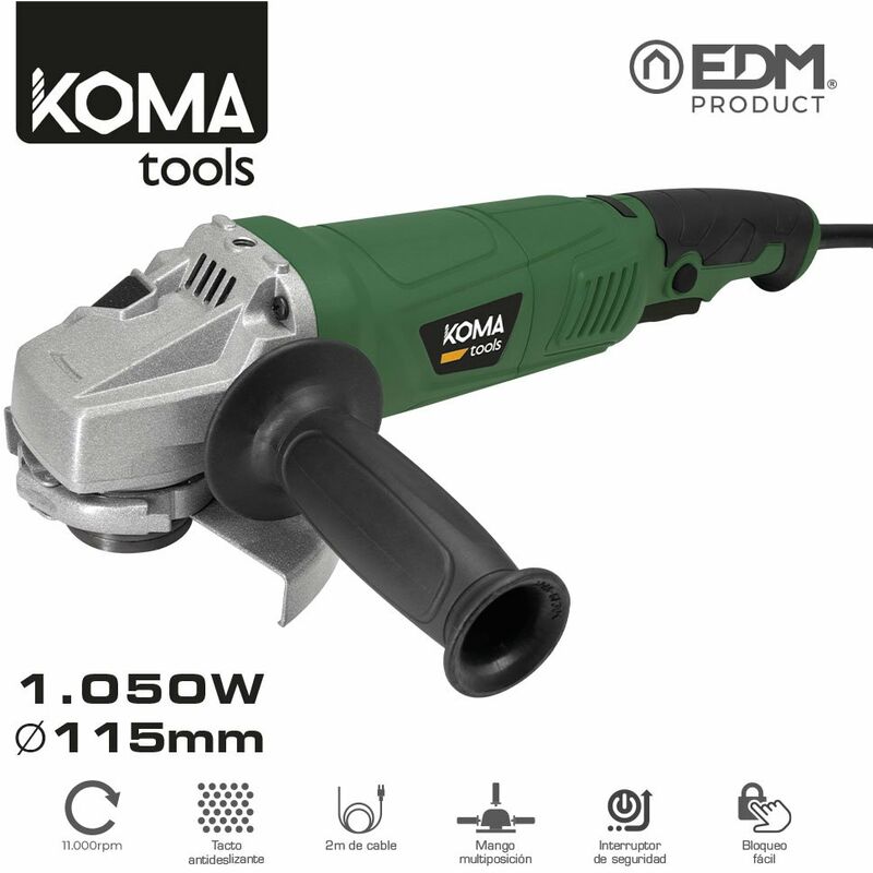 foto del prodotto edm smerigliatrice elettrica 1050w 115mm 22,8x35,5cm koma tools