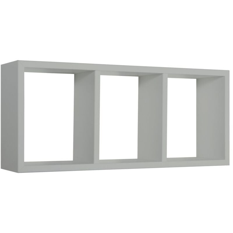 foto del prodotto mensola cubo 3 scomparti scaffale grigio soggiorno salotto camera moderno tristano