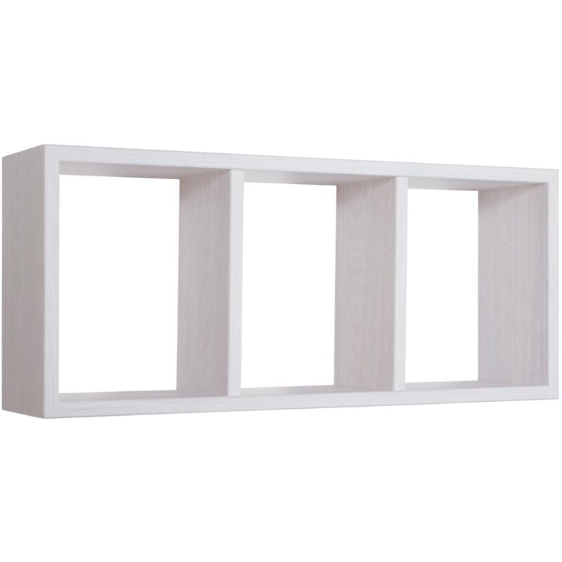 foto del prodotto mensola cubo 3 scomparti scaffale rovere bianco soggiorno salotto camera moderno tristano