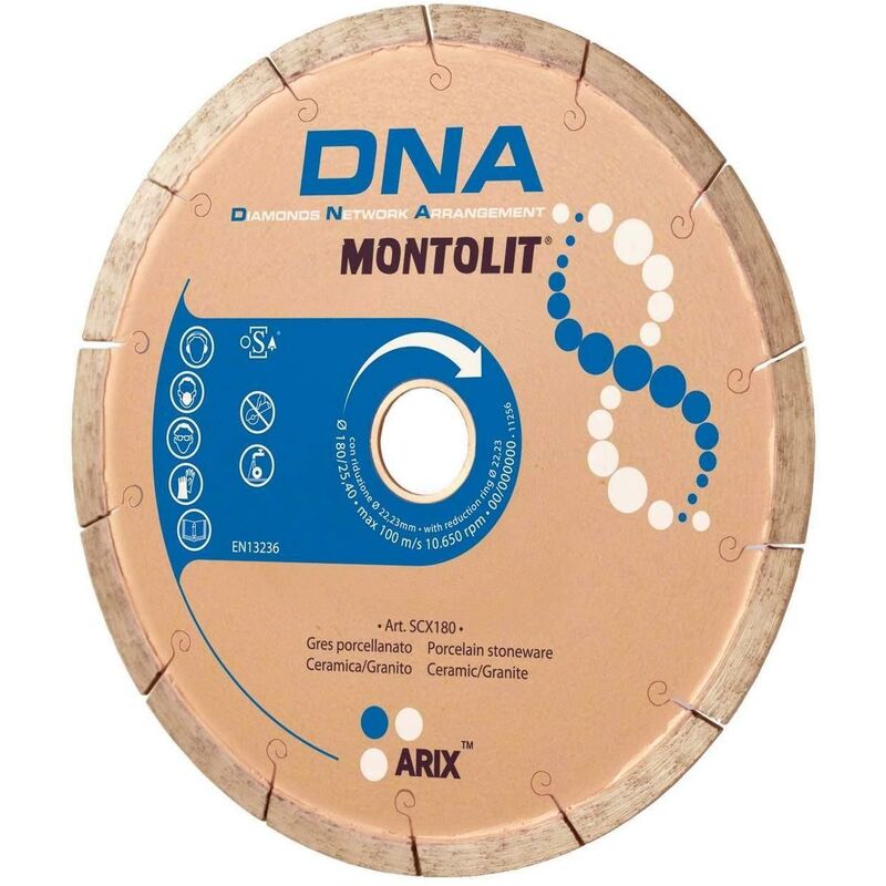 foto del prodotto disco diamantato 180 mm montolit dna scx180 per gres ceramica granito