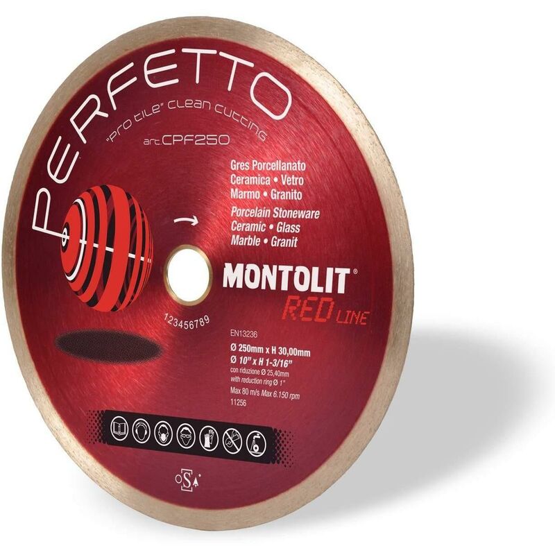 foto del prodotto disco diamantato 250 mm montolit cpf250 per gres ceramica delicata vetro marmo granito