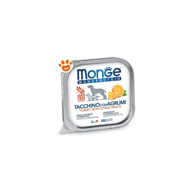 foto del prodotto dog monoprotein adult tacchino e agrumi dog monoprotein adult tacchino e agrumi vaschetta da 150 gr monge