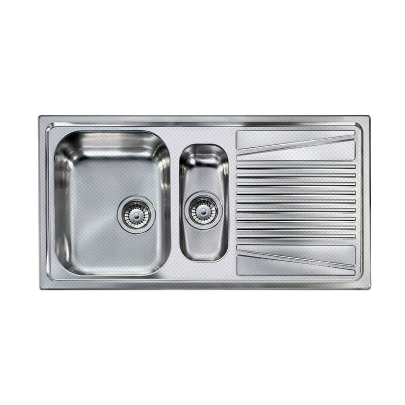 foto del prodotto elleci river 475 lir475anssx lavello da incasso 1,5 vasche gocciolatoio, acciaio inox satinato antigraffio, 100x50 cm, da incasso, inox satinato