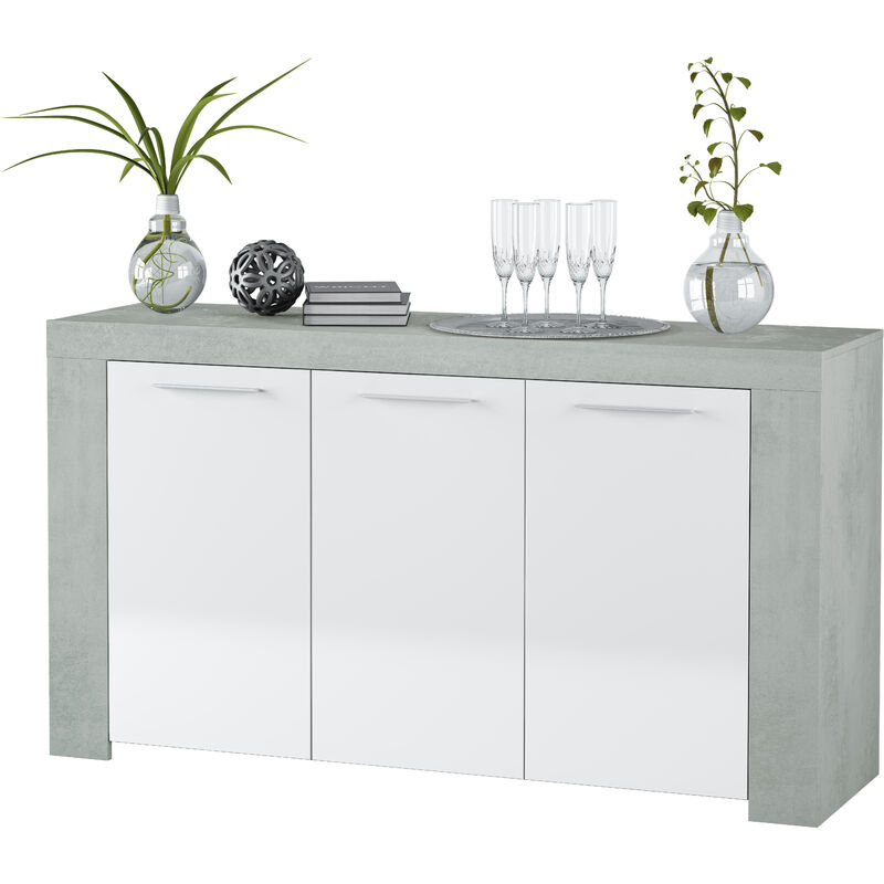 foto del prodotto kit credenza 3 ante ambit 144x42xh80 cm bia cemen