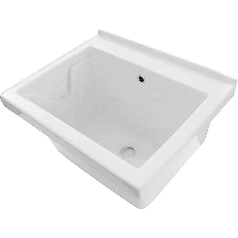 foto del prodotto vasca lavatoio 60x50 cm in ceramica bianca da installare da incasso