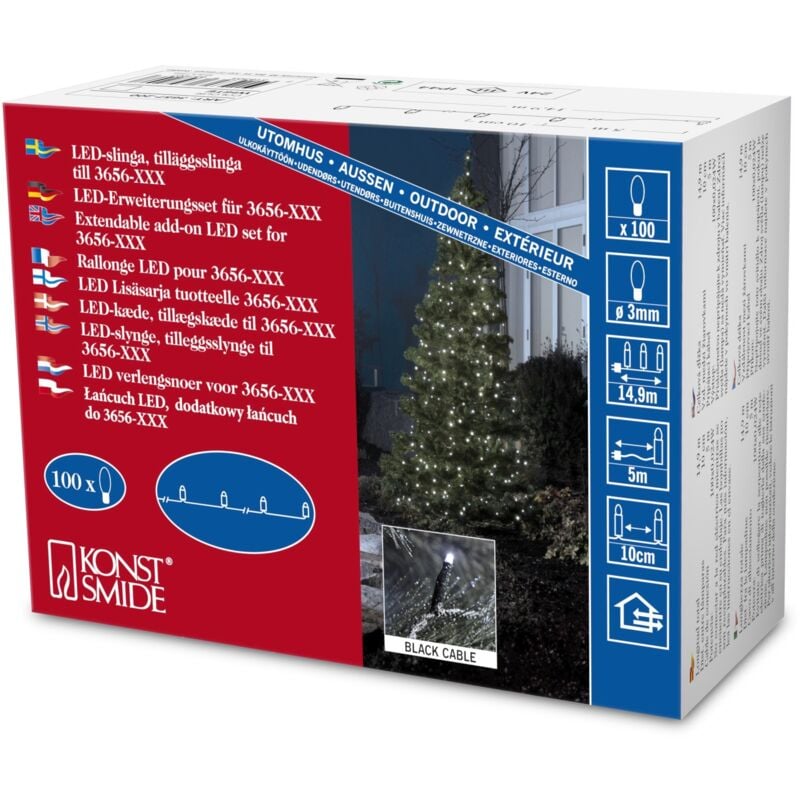 foto del prodotto 3657 200 ghirlanda luminosa con 100 micro led bianchi, cavo nero konstsmide