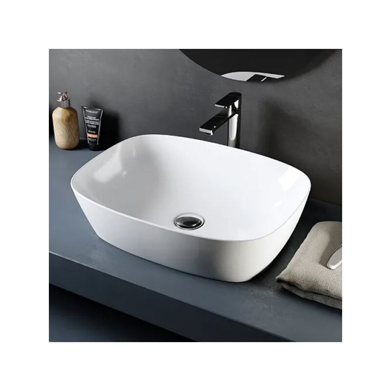 foto del prodotto lavabo da appoggio in ceramica bianca modello ctl 50 50x38 cm barbottina