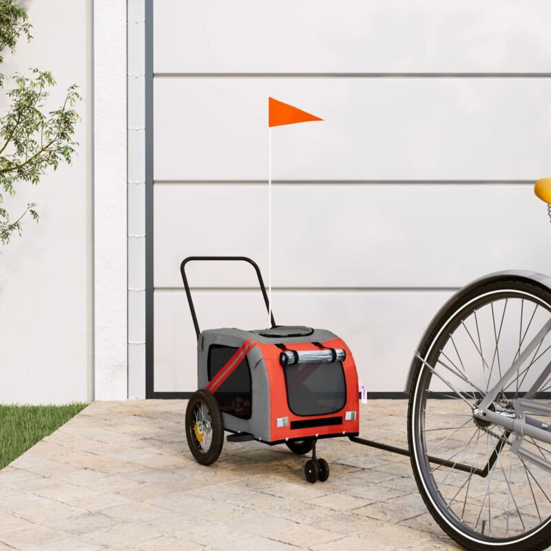 foto del prodotto vidaxl rimorchio da bici per animali arancione e nero oxford e ferro