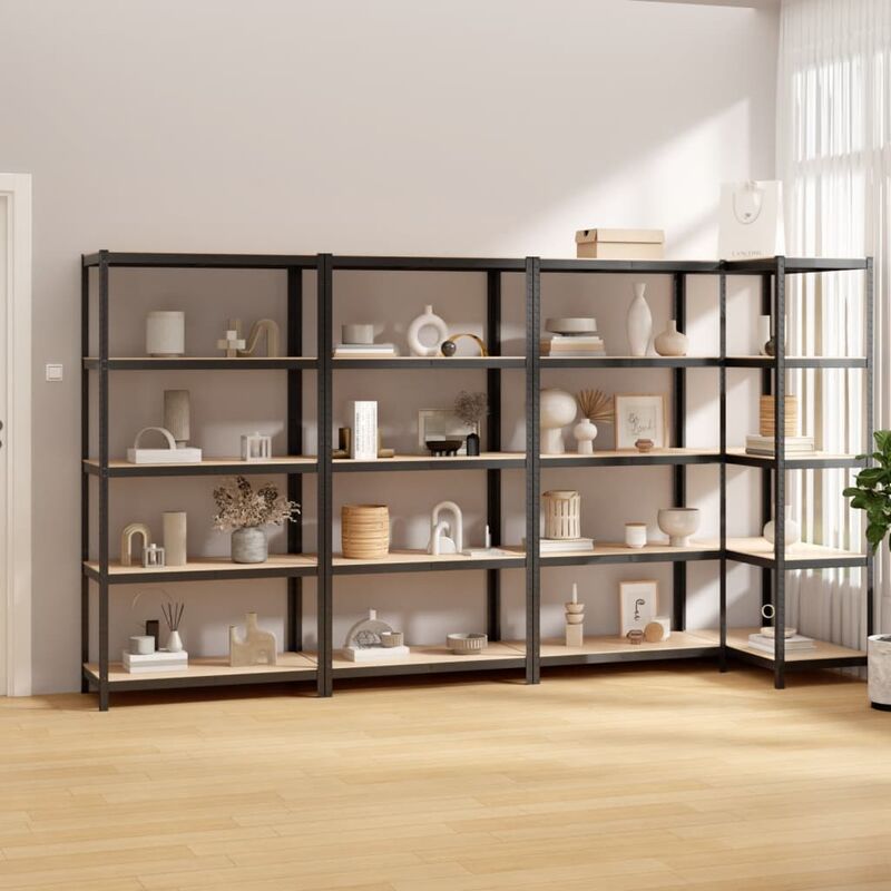 immagine 0 del prodotto set 4 scaffali con angolo con 5 ripiani in acciaio vari colori 90x40x180cm colore antracite