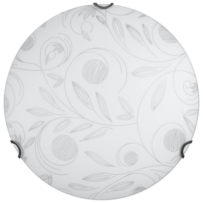 foto del prodotto plafoniera clara 2xe27 ganci cromo vetro lastra bianco decorato garden 40 p.11 cm okx