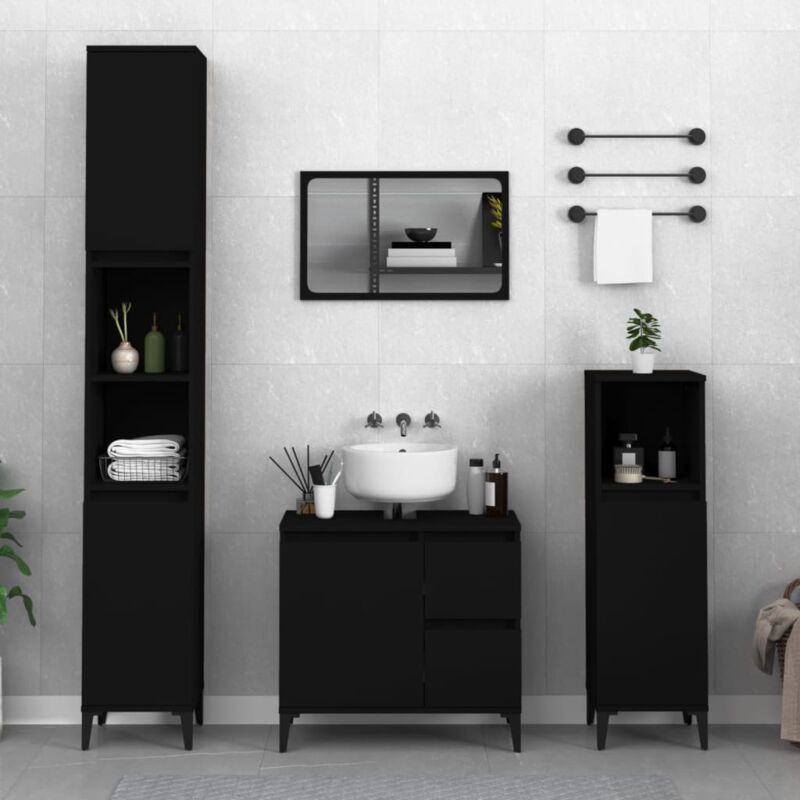 foto del prodotto vidaxl armadietto da bagno nero 30x30x100 cm in legno multistrato