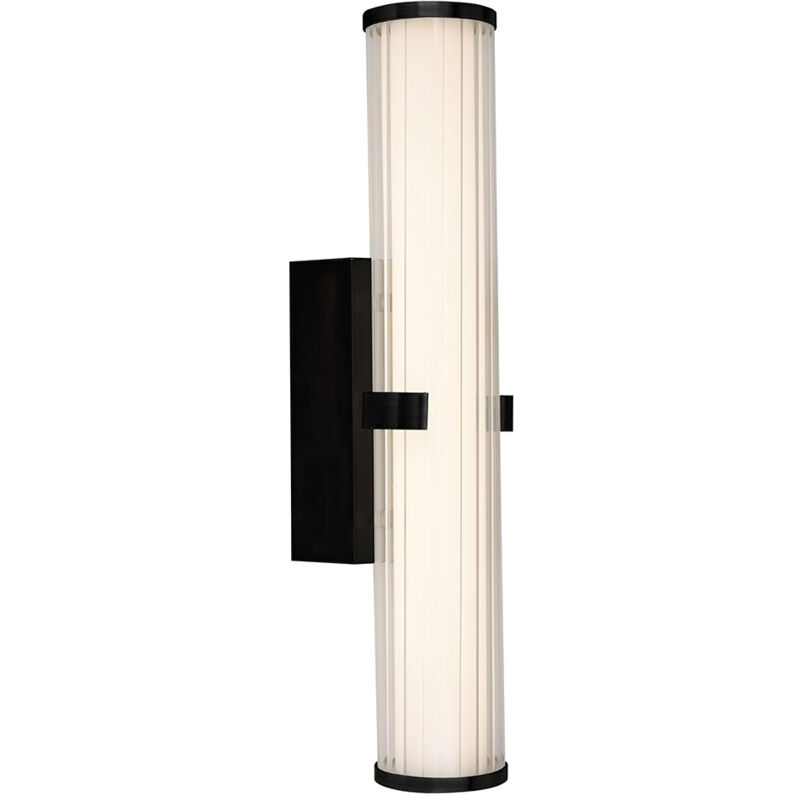 foto del prodotto applique moderna morsetto acciaio nero vetro bianco led 19w 3000k