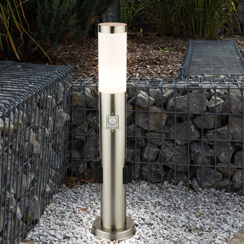 immagine 0 del prodotto etc shop lampada da terra in acciaio inossidabile con prese esterne rilevatore di movimento luce per percorso da giardino argento in un set che