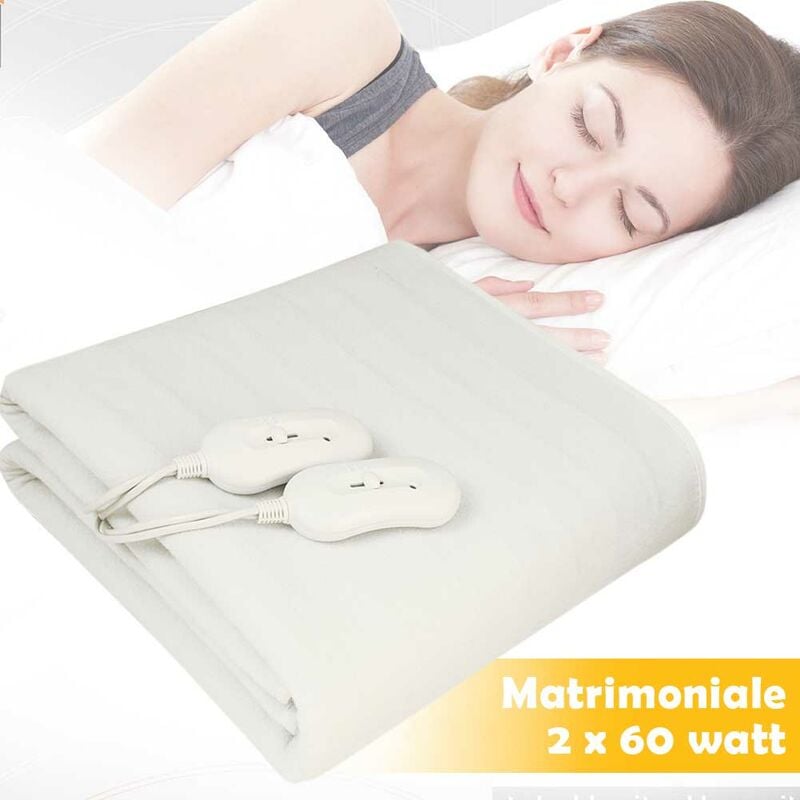 foto del prodotto bakaji coperta elettrica termica letto matrimoniale coprimaterasso scaldaletto 2x60w