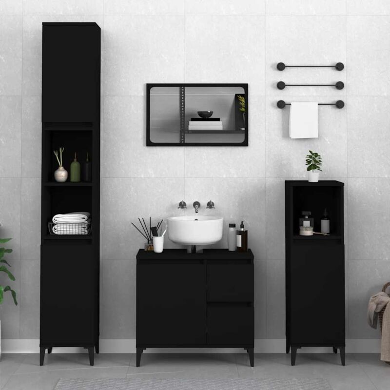 foto del prodotto vidaxl armadietto da bagno nero 65x33x60 cm in legno multistrato