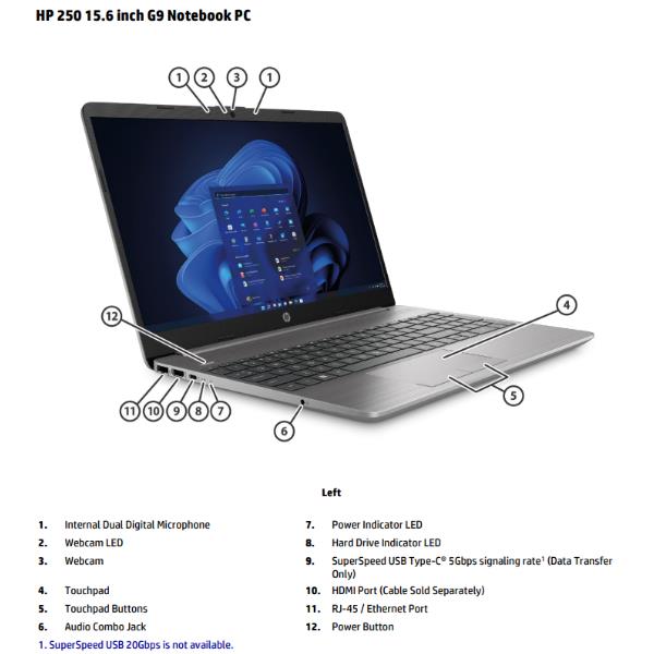 immagine 0 del prodotto hp g10 amd ryzen 3 7320u computer portatile 39,6 cm 15.6 full hd 8 gb ddr4 sdram 256 gb ssd wi fi 6 802.11ax windows 11 home argento