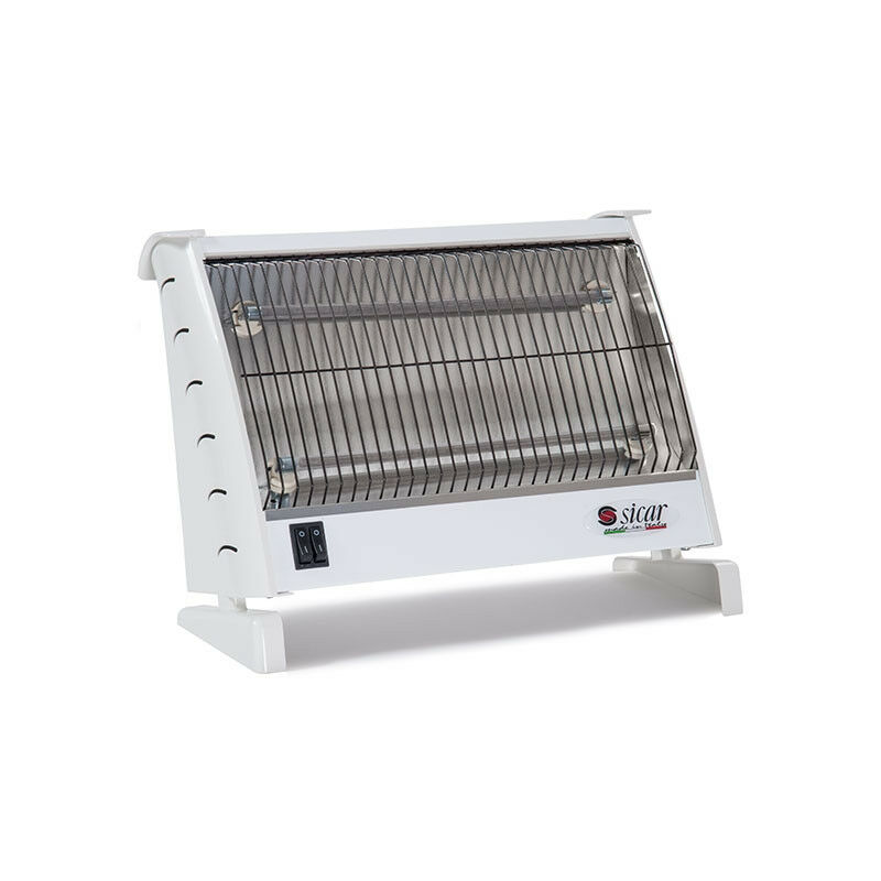 foto del prodotto sicar stufa elettrica stufetta al quarzo 2 candele 1200w nero o bianco italiana bianco