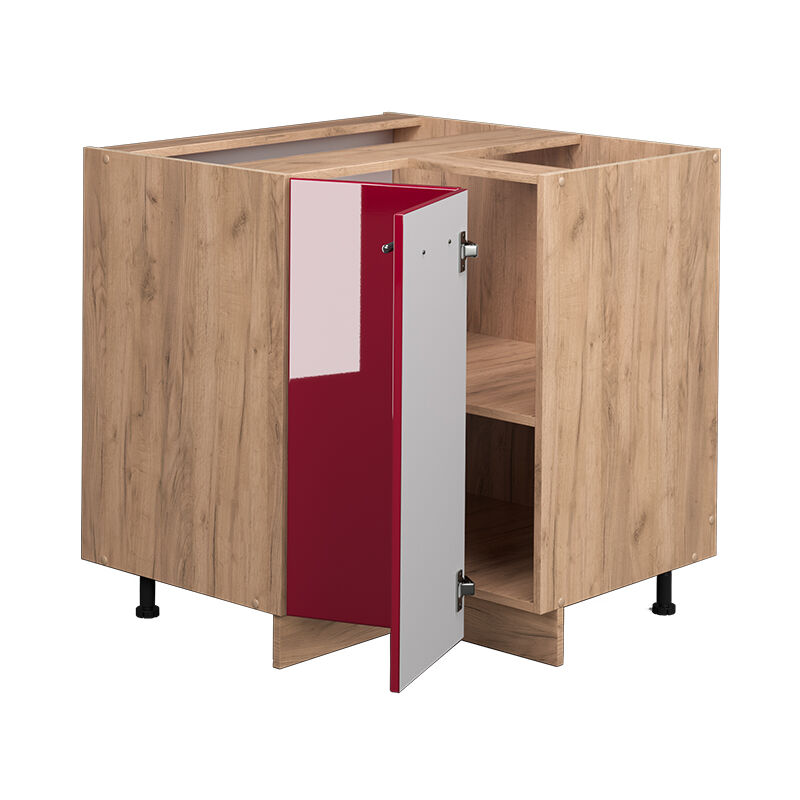 foto del prodotto mobile ad angolo cucina fame line, rosso bordeaux lucido, 80.5 cm senza piano di lavoro vicco