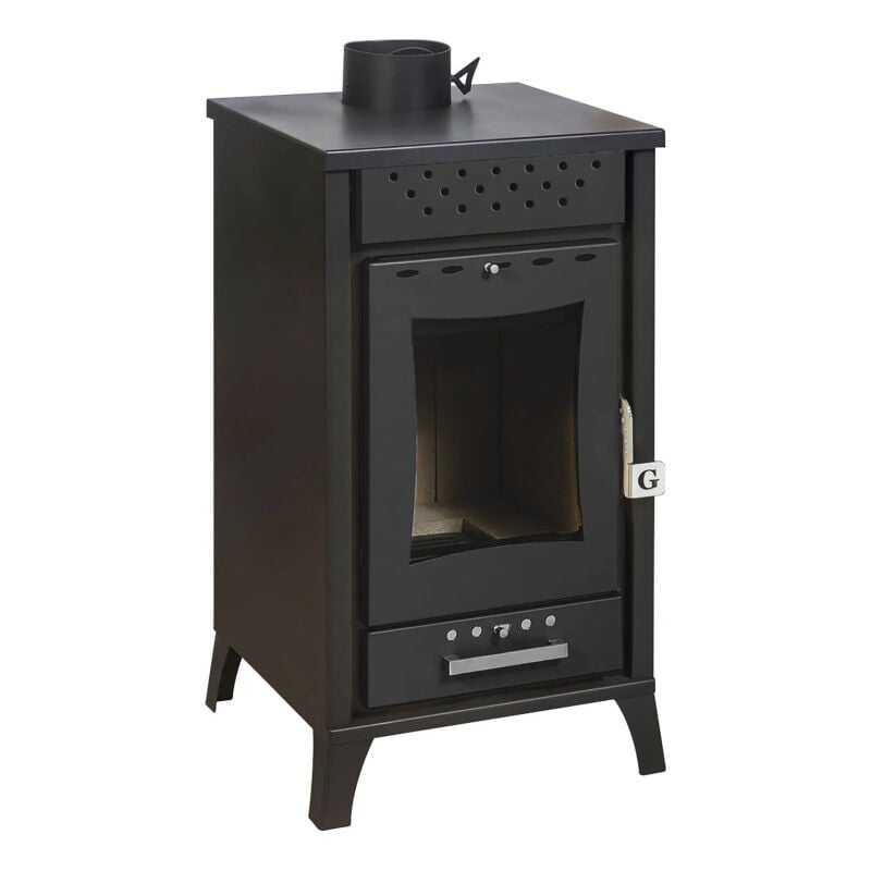 foto del prodotto divina fire stufa a legna olga nera potenza 15 kw l45,5xp48,5xh91