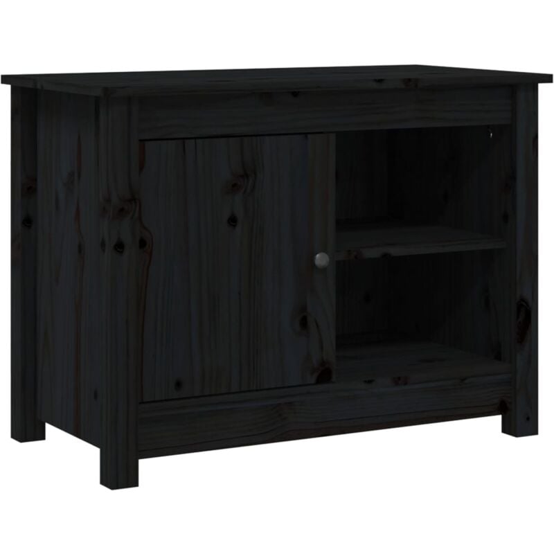 foto del prodotto vidaxl mobile porta tv nero 70x36,5x52 cm in legno massello di pino