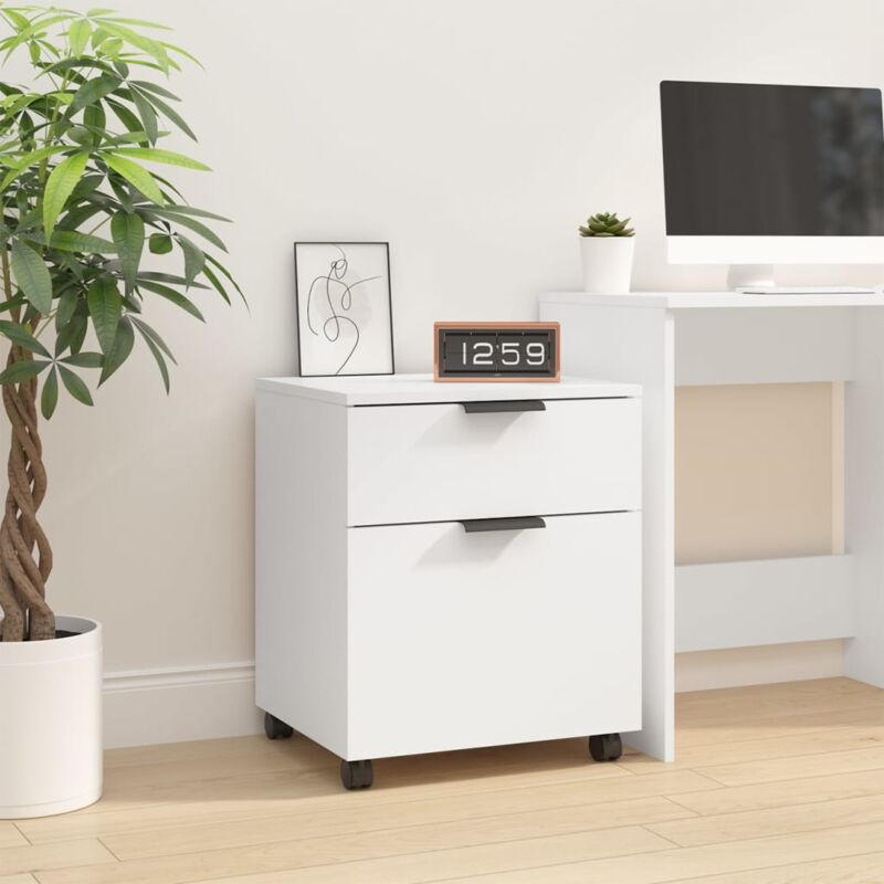 foto del prodotto vidaxl schedario con ruote bianco 45x38x54 cm legno multistrato
