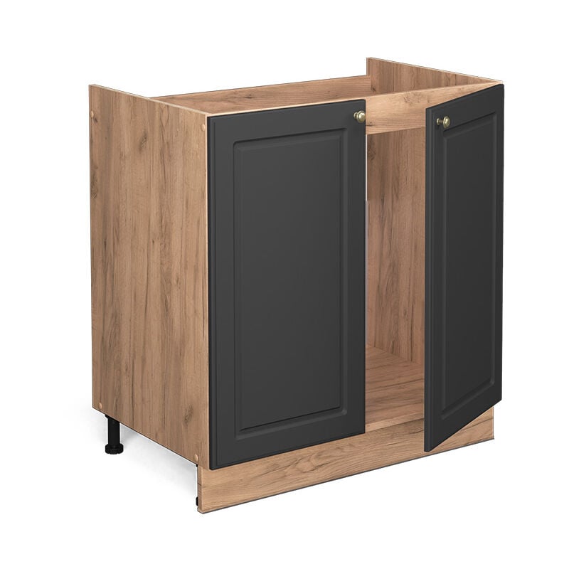 foto del prodotto mobile lavello cucina fame line, antracite oro, 80 cm senza piano di lavoro vicco