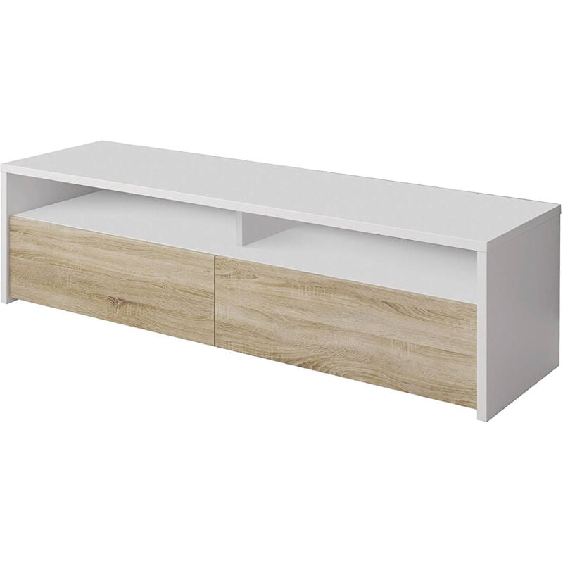 foto del prodotto bica mobile porta tv henderson, supporto tv, buffet moderno basso da salotto, credenza per televisione da soggiorno con 2 ante, 130x40h36 cm,