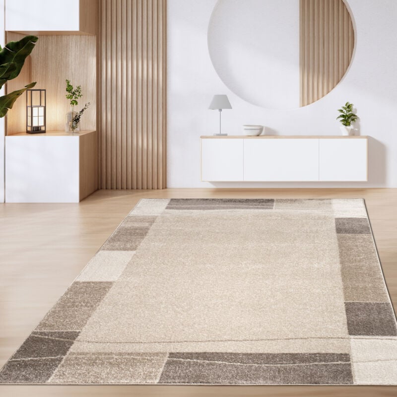 foto del prodotto paco home tappeto salotto pelo corto vintage motivo moderno geometrico marrone beige 80x150 cm, marrone 3