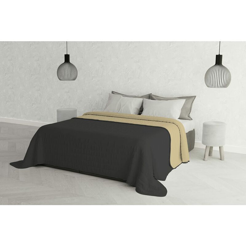 foto del prodotto mb home italy trapuntino estivo elegant, grigio scuro panna, matrimoniale