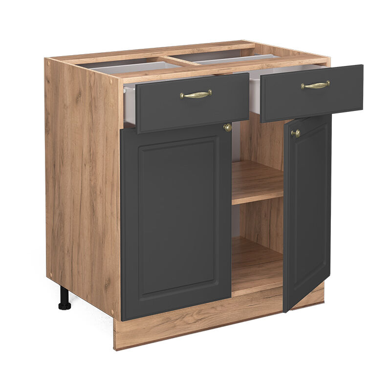 foto del prodotto mobiletto base per cucina fame line, antracite oro, 80 cm senza piano di lavoro vicco