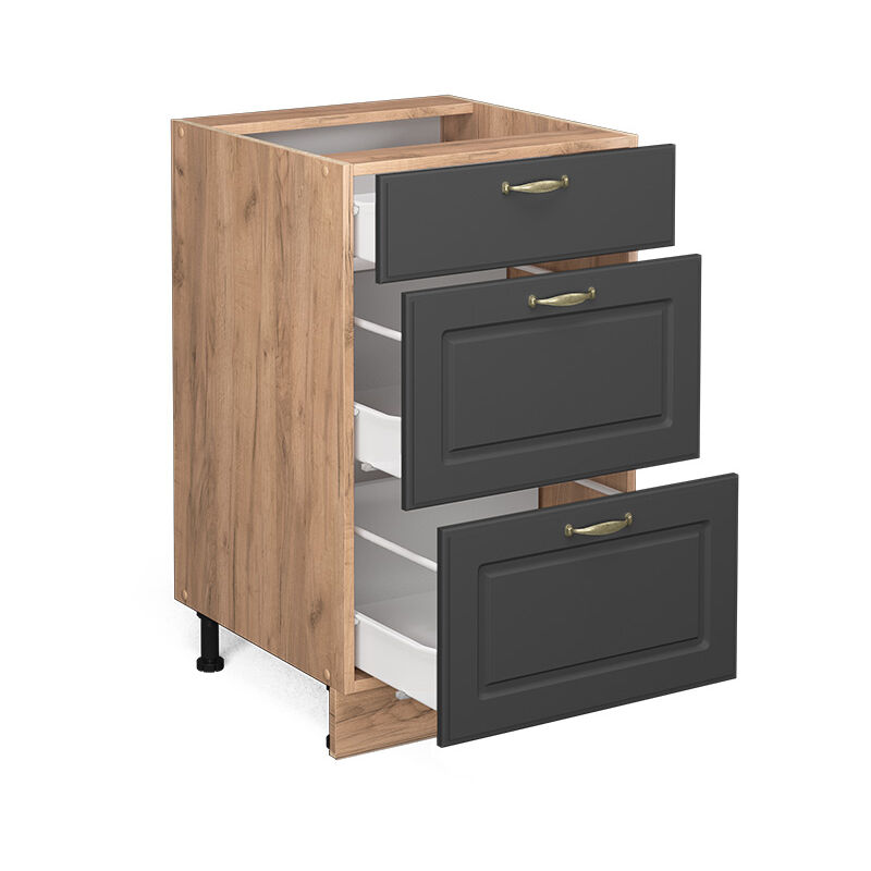 foto del prodotto mobiletto base per cucina fame line, antracite oro, 50 cm senza piano di lavoro vicco