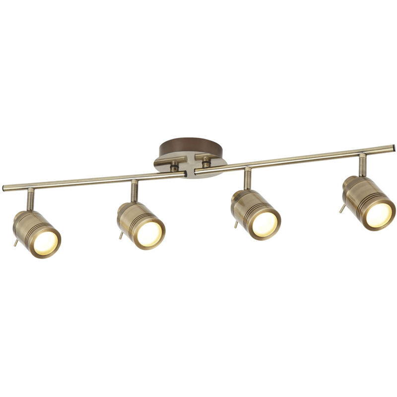 foto del prodotto searchlight plafoniera contemporanea sansone acciaio ottone vetro 4 luci gu10