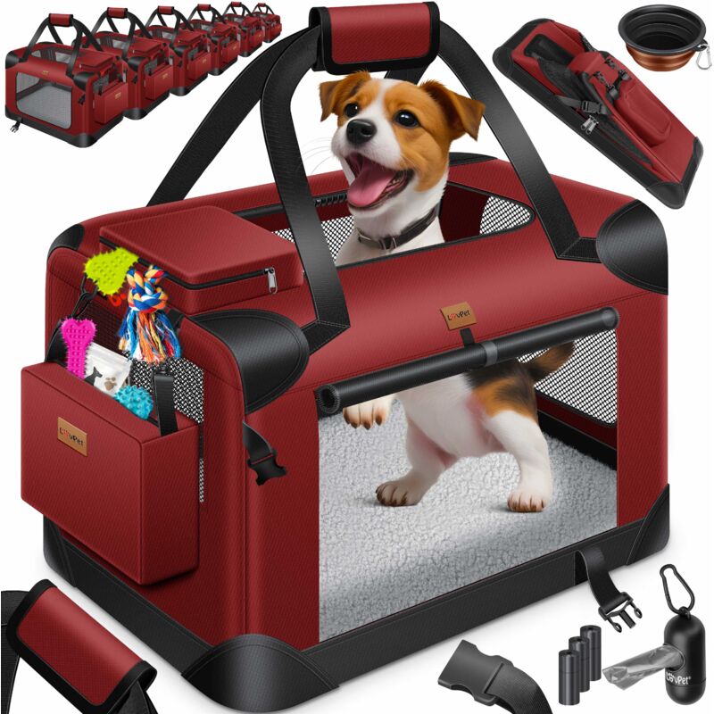 foto del prodotto lovpet cassa per cani scatola per il trasporto di cani pieghevole incl. ciotola per cani borsa per il trasporto di cani scatola per il trasporto di