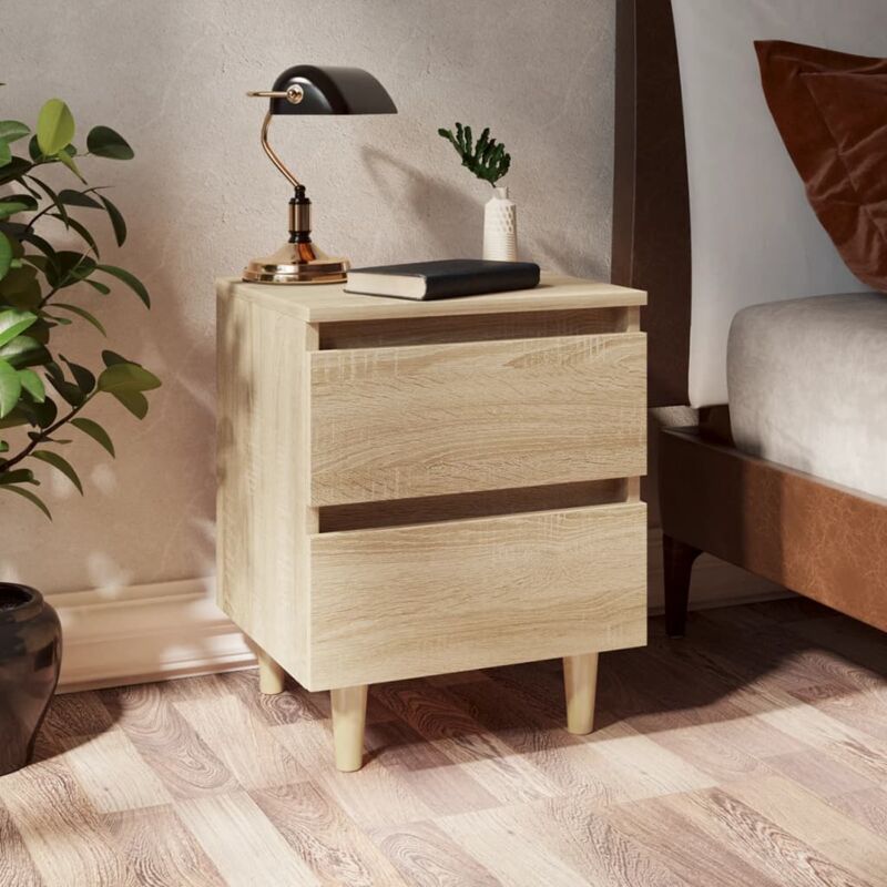 foto del prodotto comodino camera da letto tavolino da salotto con gambe in massello di pino rovere sonoma 40x35x50cm bv471238 bonnevie