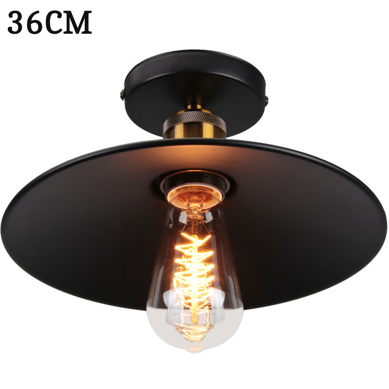 foto del prodotto 36cm lampada da soffitto vintage retr e27 lampadario ferro forma di cappello per camera da letto scale soggiorno nero